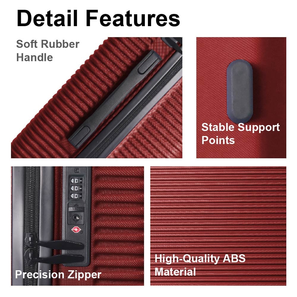 3 Piece Hardshell Luggage Set Lightweight Suitcase With Tsa Lock_voghion.com